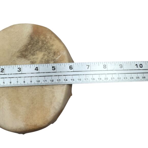 Vintage Native American Handmade Drum Wood Core Raw Animal Hide Pads & Stitching - Picture 7 of 9